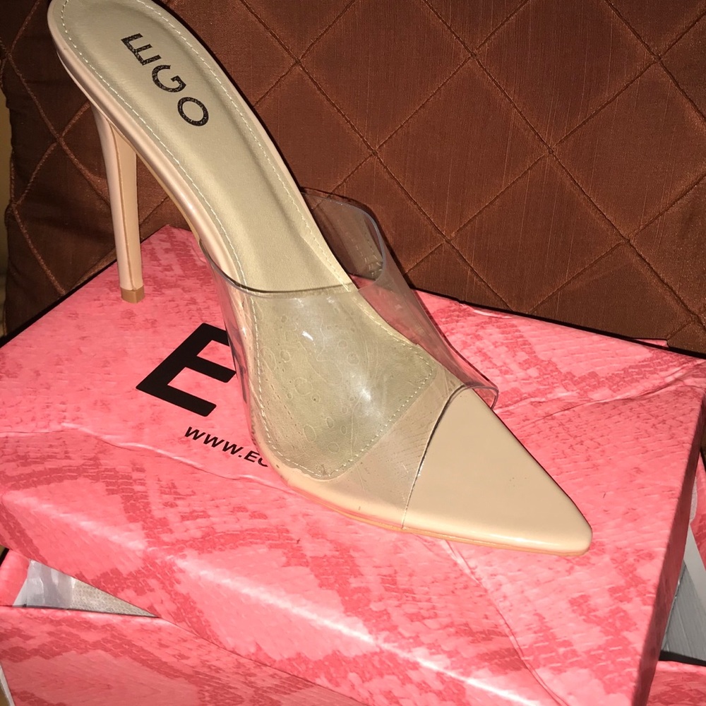 EGO Peep Toe Mule in Nude Patent - Picture 1 of 6